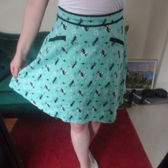 Voodoo Vixen Dresses & Skirts - Retro / vintage Kitty Skirt in Mint Green